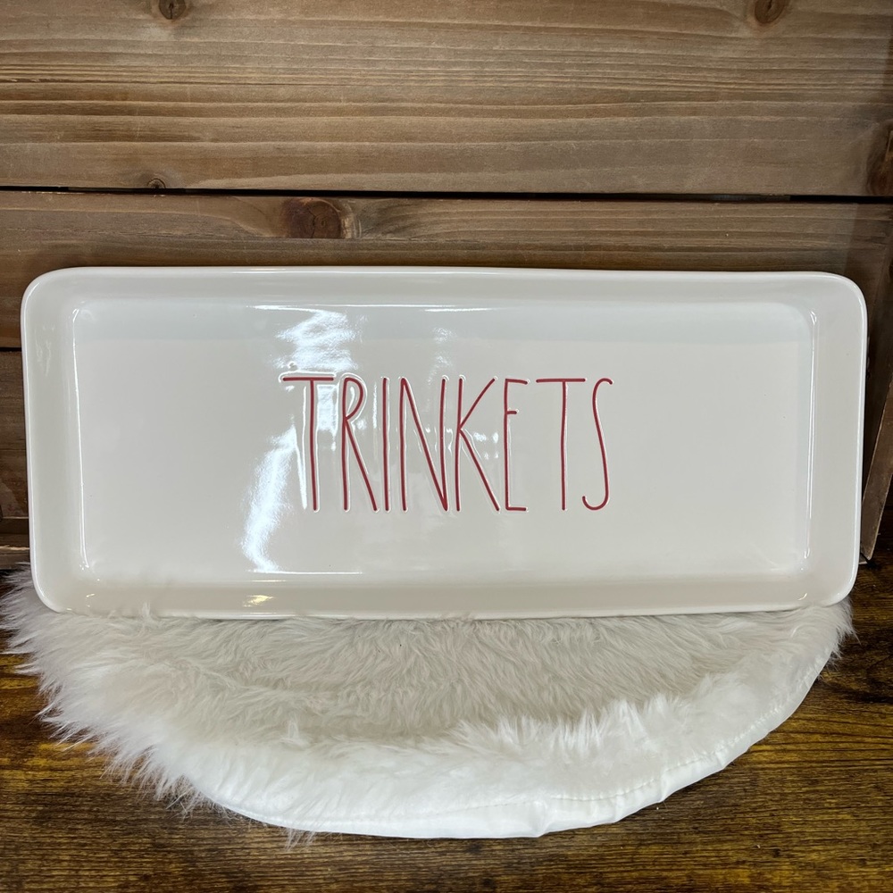 Extra Large Rae Dunn Trinket Tray - Magenta & Cream